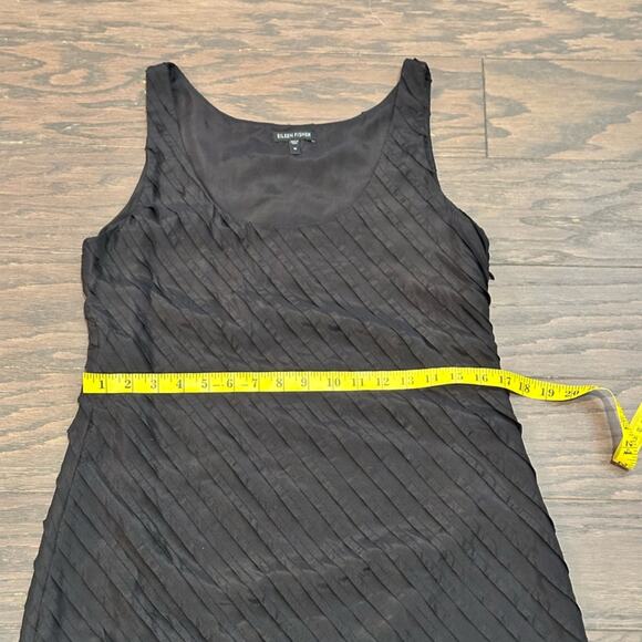 Eileen Fisher Silk Ruffle Tier Black Dress Size 10 - Picture 6 of 10